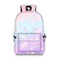 Großkapazitäts-Rucksack mit traumhaftem Sternenhimmel-Druck in Rosa und Lila für Schüler - Rosa Blau Violett Verlauf Halo Druck