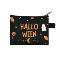 Petit porte-monnaie noir sur le thème d'Halloween avec motifs fantôme et citrouille. - Halloween Noir Orange (13)