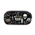 Großes Halloween-Mäppchen mit Grusel-Kürbis- und Totenkopf-Mustern für die Schule - Stil 02 (Art Einlagige Federtasche) / Einlagiges Federmäppchen