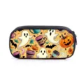 Ruime Halloween pennenzak met schattige spookjes, pompoenen en koffie-elementen - Stijl 05 (Artikel Enkellaags Pennenzak) / Enkellaags Etui