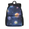 16-inch water-resistant backpack with vibrant galaxy space planet pattern print - 16 Inch (42*32*14cm) / Black Starry Universe (06)