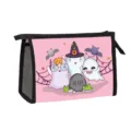 Pink Halloween ghost print makeup bag for travel with cartoon RIP tombstone design - Pink Cartoon Ghost Tombstone Style (09)