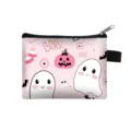 Mini porte-monnaie mignon sur le thème d'Halloween avec citrouille rose et fantôme - Halloween Amusant Rose (16)