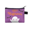 Petit porte-monnaie d'Halloween avec fantôme dessin animé fond violet et fermeture éclair - Fantôme Chauve-souris Violet (17)