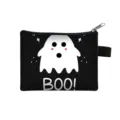 Mini porte-monnaie fantôme d'Halloween mignon avec imprimé BOO! et fermeture zip - Gros Fantôme Noir (18)