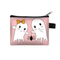 Petit porte-monnaie d'Halloween avec fantôme mignon et fermeture éclair pratique - Double Fantôme à Nœud Rose (20)