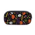 Halloween bedrukte etui met griezelige schedel- en pompoenpatronen - Zwarte Feestelijke Engelse Tekstprint (16) / Enkellaags Etui
