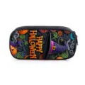 Grote Halloween-etui met 3D-heksenzhoed en pompoenprint voor scholieren - Stijl 24 (Zwart Kleurrijke Vortex Halloween) / Enkellaags Etui
