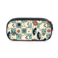 Halloween etui met spookjes en vleermuizen print in geruit patroon voor school - Stijl 28 (Beige Blauw Schaakbord Halloween) / Enkellaags Etui