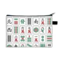 Large capacity white makeup bag featuring traditional Mahjong tile pattern and zipper - Style 04 / Large Coin Purse (Polyester)