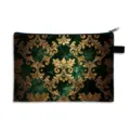 Luxuriöse Barock Kosmetiktasche mit smaragdgrünem Marmormuster und goldenem Blumendruck - Goldenes Klassisches Ornament (06)