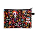 Versatile Mexican Day of the Dead printed makeup pouch featuring vibrant sugar skull patterns - Instrument Skeleton Celebration Pattern(07)