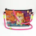 Süße Umhängetasche mit Shiba Inu Filz-Druck und rosafarbenem Seil-Schultergurt - 10