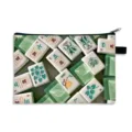 Mahjong tile print cosmetic bag with secure zipper closure for travel and daily storage - Style 05