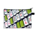 Durable canvas makeup bag featuring a vibrant and realistic Mahjong tile print design - Style 07
