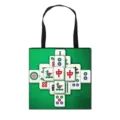 Groene canvas draagtas met creatief Mahjong-patroon en stevige zwarte schouderbanden - Stijl 16 (Grote Handtas)