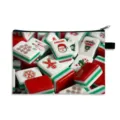 Festive Christmas Mahjong print makeup bag featuring Santa and snowflake patterns - Style 09