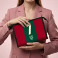 Borsetta per trucchi portatile con stampa calcio in stile rosso e verde del Portogallo - Stile Calcio N. 7 Color-block Rosso Verde (06)
