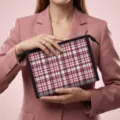 Tragbare rot-weiß karierte Reise-Make-up-Tasche mit schwarzem Reißverschluss für Kosmetika - Einzelpackung / Farbe 06