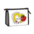 Tragbare Mesh-Kulturbeutel mit Lehrer-Themenherzstift und rotem Glitzerapfel-Druck für Reisen - Spanischer Lehrer Thema (02) / 23*8.5*16.5cm