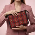 Tragbare rot karierte Netztasche für Make-up-Pinsel und Reise-Kosmetikaufbewahrung - Einzelpackung / Farbe 08