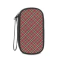 Tragbare elektronische Zubehörtasche mit rotem Karomuster für Kabel, Ladegeräte und Gadgets. - 19.5*10.5*4.5cm / Rot-Braun Karo (03)