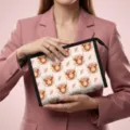Trousse de maquillage portable avec motif de vache des Highlands et roses roses mignonnes - 23*8.5*16.5cm / 02 Rose Vache des Highlands Beige