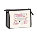 Tragbare Mesh-Reisekosmetiktasche mit süßem Skincare-Stuff-Aufdruck und Reißverschluss - Masken-Hautpflege-Cartoon (03) / 23*8.5*16.5cm