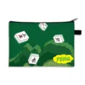 Green canvas makeup bag with traditional mahjong tile prints and PENG graphic design - Style 15