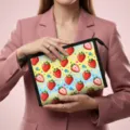 Sommerliche Kosmetiktasche mit Erdbeermuster und praktischem Reißverschluss für Damen - 23x8.5x16.5cm / Gelber Erdbeerdruck
