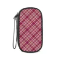 Tragbare rot-rosa karierte Tasche für elektronische Kabel und Ladegeräte - 19.5*10.5*4.5cm / Rot-Pink Karo (05)
