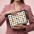 Halloween pumpkin print travel cosmetic bag with zipper closure for makeup storage and toiletry - 23*8.5*16.5cm / Halloween Collage