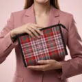 Stylische rote karierte tragbare Make-up-Pinsel-Tasche und Reise-Kulturbeutel für Damen - Einzelpackung / Farbe 11