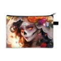 Mexico Day of the Dead printed large capacity storage pouch with sugar skull artistic design - Lace Veil Skull Style (18)