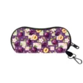 Portable glasses case with fresh watercolor plum and floral print and carabiner hook - 05 Plum