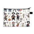 Mexico Day of the Dead skeleton print makeup pouch for travel storage and holiday gifts - Festive Sombrero Skull Illustration (22)