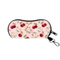 Fresh pink sunglasses pouch featuring cherry and blossom print with hanging hook - 11 Cherry