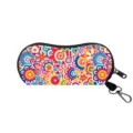 Portable mandala print eyewear pouch with zipper and clip in vibrant colors. - 07
