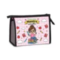 Kosmetiktasche zum Lehrertag mit rosa Karomuster und süßer Lehrerin-Illustration - Rosa Weiß Karo Cartoon Lehrer Stil (02) / 23*8.5*16.5cm