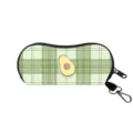 Stylish green plaid sunglasses pouch with avocado print and portable metal hook - Green Check-Avocado (03)