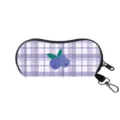 Custodia portaochiali a quadretti viola con stampa di mirtilli e clip portatile - Quadri Viola-Mirtillo (05)