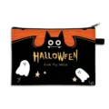 Große Halloween-Aufbewahrungstasche mit Geistern und Fledermäusen auf schwarzem Stoff - Schwarzes Cartoon Halloween (08)