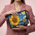 Mesh-Kosmetiktasche für Damen mit lebhaftem Sonnenblumen-Ölgemälde-Druck-Muster - 23*8.5*16.5cm / Sternenhimmel Stil Sonnenblume (03)