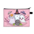 Süße rosa Halloween-Tasche mit Gespenster- und Fledermaus-Illustrationen für Geschenke. - Rosa süßer Gespenst-Grabstein (11)