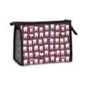 Portable mesh makeup bag with cute cartoon tooth print and zipper closure - Dark Red (05)