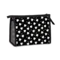 Portable black mesh makeup bag featuring a cute cartoon tooth and star print pattern - Black (07)