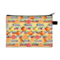 Astuccio capiente a righe arcobaleno con vivace motivo di agrumi ad acquerello colorato - Frutta Acquerello Arcobaleno (09) / Dimensione Grande-Lino