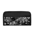 Large capacity black pencil case featuring a dynamic soccer ball and player print - Player Silhouette (08) / 22x5x11cm