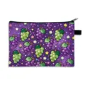 Astuccio glitterato viola con simpatico motivo a uva e chiusura a zip nera resistente - Uva Viola (11) / Dimensione Grande-Lino