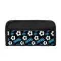 High-capacity black canvas pencil case featuring football print and secure zipper closure - Classic Text Football (09) / 22x5x11cm